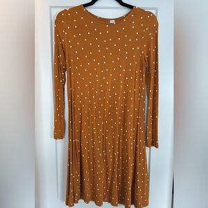 Old Navy Brown Polka Dot Long Sleeve Dress